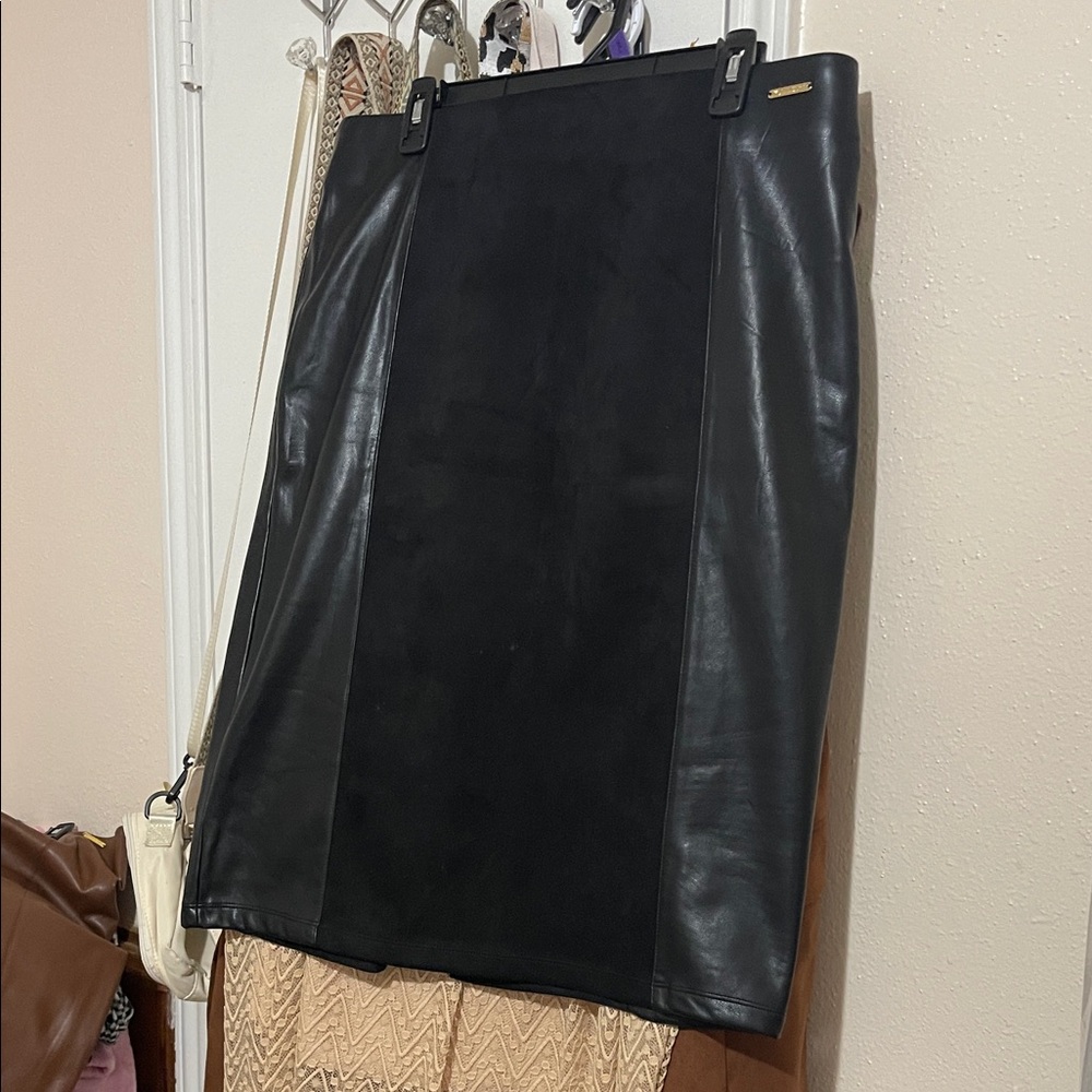 Marc New York Black Leather Pencil Skirt